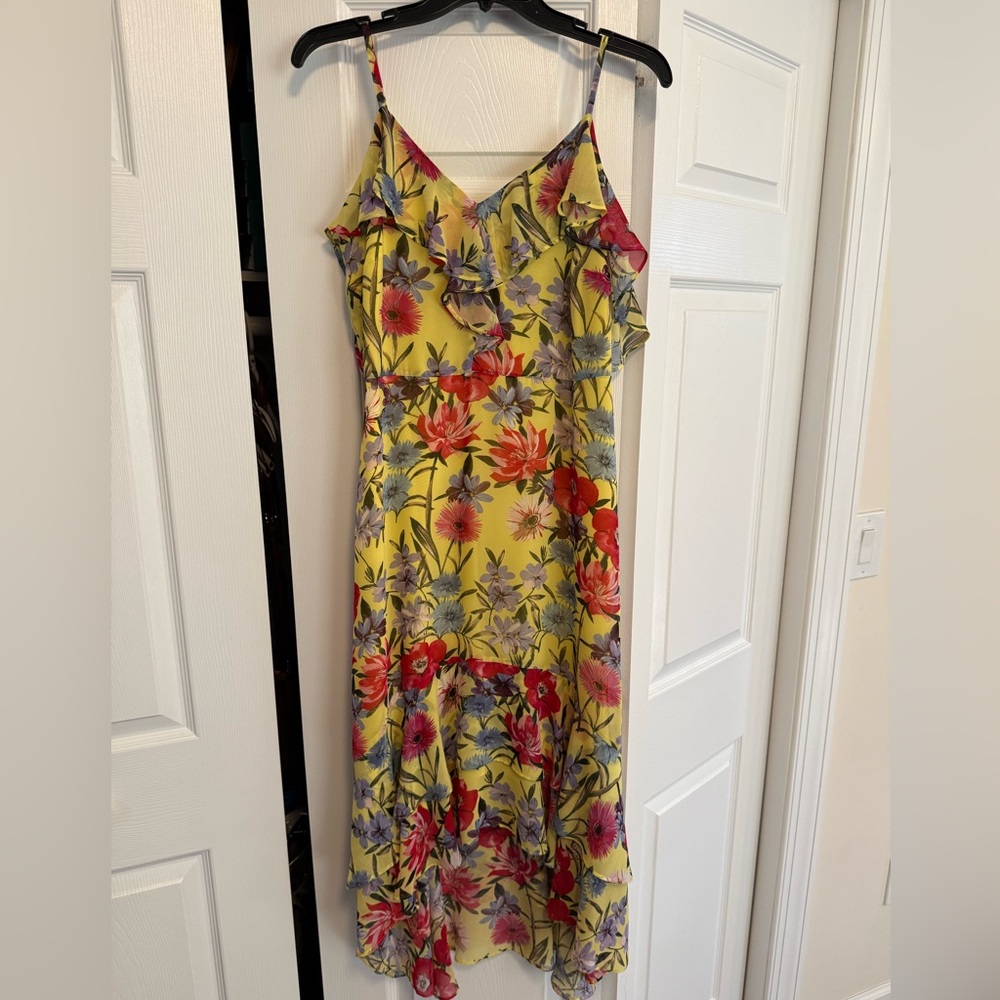 INC International Concepts Yellow Floral High Low Dress